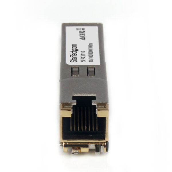13832153_8486706348.jpg StarTech.com Cisco SFP-GE-T Compatible SFP Transceiver Module - 10/100/1000BASE-TX~Cisco SFP-GE-T Compatible SFP Module - 1000BASE-T - SFP to RJ45 Cat6/Cat5e - 10/100/1000 Mbps - RJ-45 100m - Cisco IE3400, IE3300, IE3200