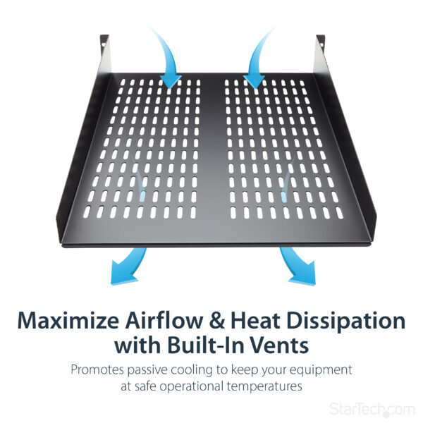 14873562_5080879453.jpg StarTech.com 2U Server Rack Shelf - Universal Vented Rack Mount Cantilever Tray for 19" Network Equipment Rack & Cabinet - Heavy Duty Steel – Weight Capacity 50lb/23kg - 22" Deep Shelf, Black