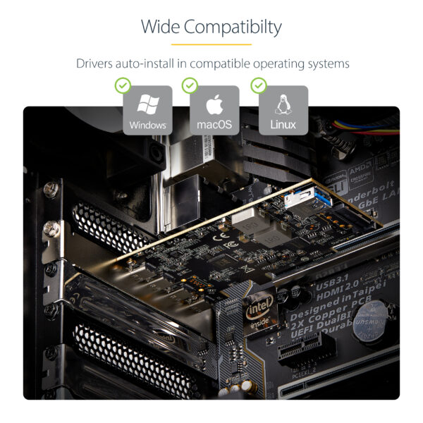 14a4d62ac42f4b6abac4d3fa13ad44d3cd47f2aa.jpg StarTech.com 5-Port USB PCIe Card, USB 3.2 10Gbps, PCI Express Card with 4x USB-C Ports, 1x USB-A Internal Port, USB PCIe Controller Card, Windows/macOS/Linux