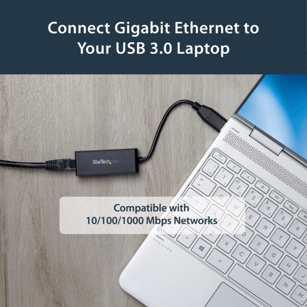 15437007_5605219184.jpg StarTech.com USB 3.0 to Gigabit Ethernet Network Adapter, 10/100/1000 Mbps, USB to RJ45, USB 3.0 to LAN Adapter, USB 3.0 Ethernet Adapter (GbE), TAA Complaint