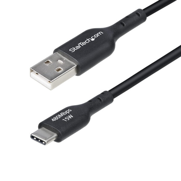 1735d65b19f0b5bb06a38d874e5458ee7a08a70c.jpg StarTech.com 3ft (1m) USB-A to USB-C Charging Cable, Charge & Sync, 3A, USB 2.0, TPE Jacket - Black USB Charging Cord