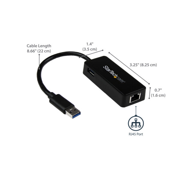 19657707_2510764206.jpg StarTech.com USB 3.0 to Gigabit Ethernet Adapter NIC w/ USB Port - Black