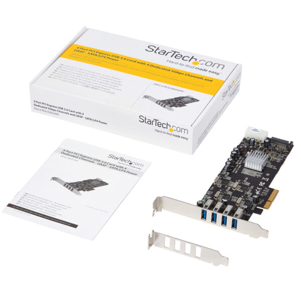 21037307_3282946898.jpg StarTech.com 4 Port USB 3.0 PCIe Card w/ 4 Dedicated 5Gbps Channels (USB 3.1 Gen 1) - UASP - SATA / LP4 Power - PCI Express Adapter Card