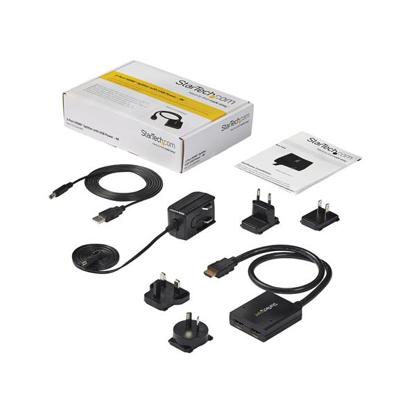 23332612_2355965737.jpg StarTech.com 4K HDMI 2-Port Video Splitter – 1x2 HDMI Splitter – Powered by USB or Power Adapter – 4K 30Hz
