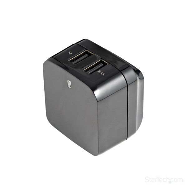 25435573_2513276511.jpg StarTech.com Dual-port USB wall charger - international travel - 17W/3.4A - black
