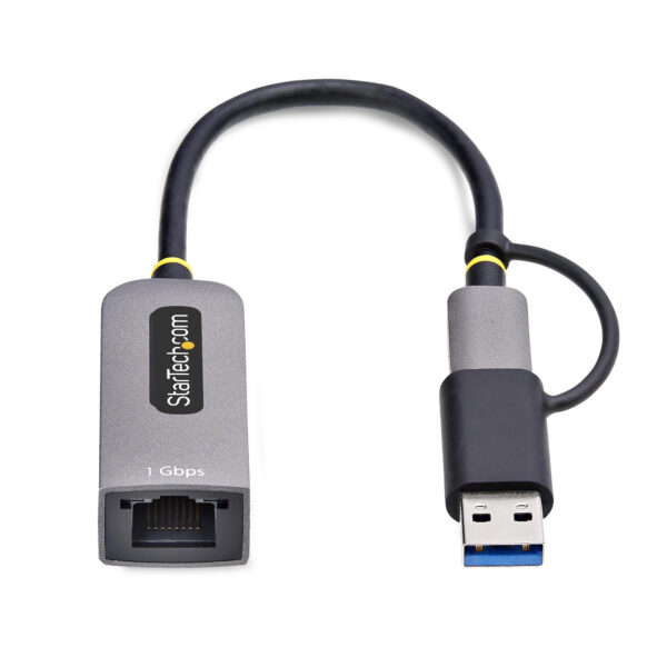 2776dd7f827224f7e1c1c68f1b30db1543904f9d.jpg StarTech.com USB-C to Ethernet Adapter with USB-A Dongle, 10/100/1000Mbps, USB 3.0 to Gigabit Ethernet Network Adapter, 6in/15cm Attached Cable, USB GbE Adapter
