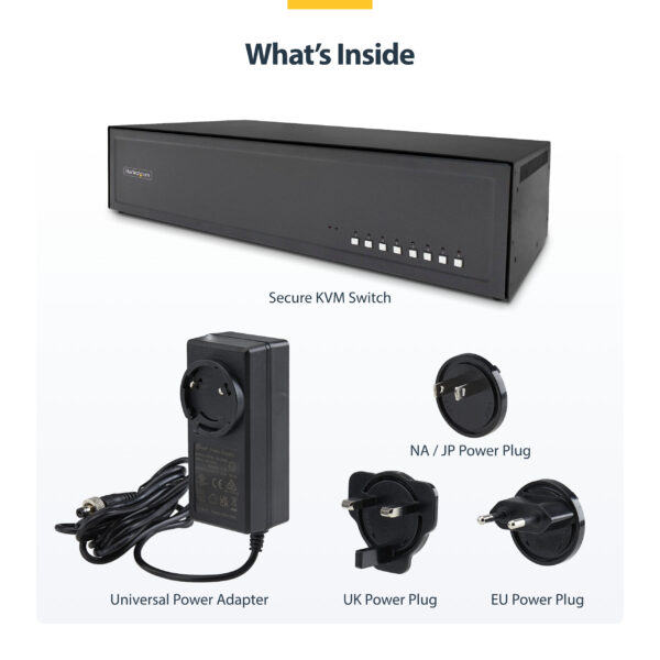 28fffa3ecb041702aab4b92e80f1d073f4f07147.jpg StarTech.com Secure 8-Port Dual-Monitor KVM Switch, DisplayPort, 4K 30Hz, NIAP 4.0 Desktop KVM, Metal Housing, Made in the USA