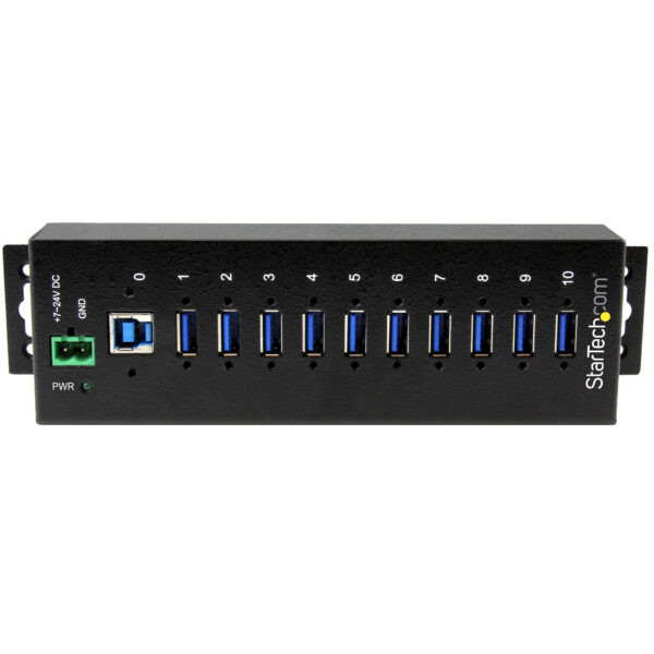 29868154_4411283815.jpg StarTech.com 10-Port Industrial USB 3.0 Hub - ESD and Surge Protection~10-Port USB 3.0 Hub - 5Gbps - Metal Industrial USB-A Hub with ESD & Surge Protection - Din Rail, Wall or Desk Mountable - TAA Compliant USB Expander Hub