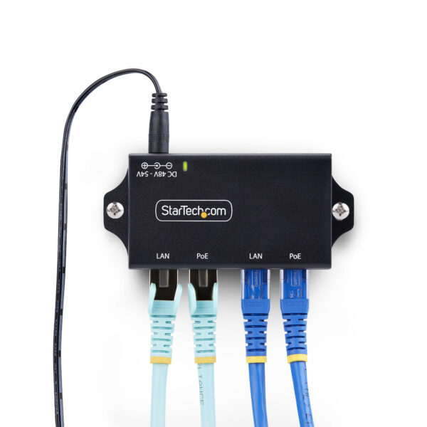 2f2dd4895cd86c6ca7a40b9efbae58248ec8340e.jpg StarTech.com 2-Port Gigabit Midspan PoE+ Injector, 10/100/1000Mbps, PoE+ (802.3af/at), 30W, 1Gbps Ethernet, Wall Mountable, Unmanaged Inline Power Over Ethernet