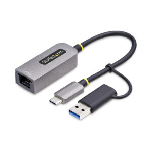 StarTech.com USB-C to Ethernet Adapter with USB-A Dongle, 10/100/1000Mbps, USB 3.0 to Gigabit Ethernet Network Adapter, 6in/15cm Attached Cable, USB GbE Adapter