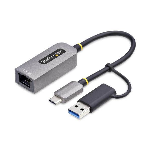 302a1edd6610a63a45067eb44811ac170c34855e.jpg StarTech.com USB-C to Ethernet Adapter with USB-A Dongle, 10/100/1000Mbps, USB 3.0 to Gigabit Ethernet Network Adapter, 6in/15cm Attached Cable, USB GbE Adapter