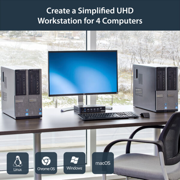 StarTech.com 4-Port DisplayPort KVM Switch - USB 3.0 - 4K 30Hz