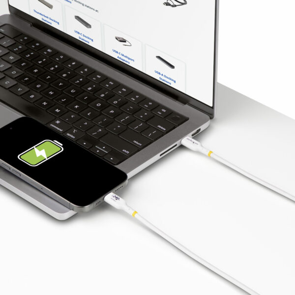 StarTech.com 1m White USB-C Charging Cable, USB-IF Certified USB C Cable, 240W PD EPR, USB 2.0 Type-C Laptop Charger Cord, USB-C Data Transfer Cable, TPE Jacket