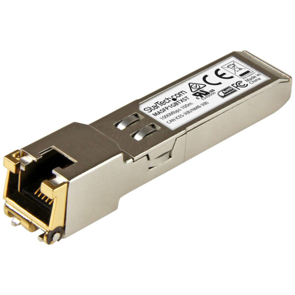 35517906_3135407360.jpg StarTech.com Cisco Meraki MA-SFP-1GB-TX Compatible SFP Module - 1000BASE-T - SFP to RJ45 Cat6/Cat5e - 10/100/1000 Mbps - RJ-45 100m - Cisco Meraki MS225, MX400, MS250