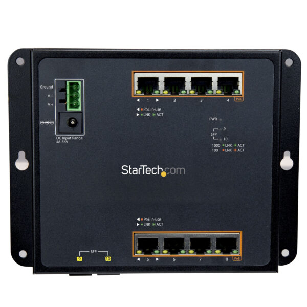 36615068_5426451442.jpg StarTech.com Industrial 8 Port Gigabit PoE+ Switch w/2 SFP MSA Slots - 30W - Layer/L2 Switch Hardened GbE Managed - Rugged High Power Gigabit Ethernet Network Switch IP-30/-40 C to 75 C