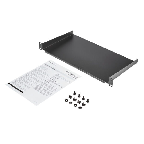 36686960_7917386105.jpg StarTech.com 1U Fixed Server Rack Mount Shelf - 10in Deep Steel Universal Cantilever Tray for 19" AV/ Network Equipment Rack - Heavy Duty Steel - Weight Capacity 44lbs/20kg, Black