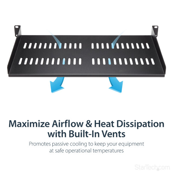 36687189_1832195799.jpg StarTech.com 1U Server Rack Shelf - Universal Vented Rack Mount Cantilever Tray for 19" Network Equipment Rack & Cabinet - Heavy Duty Steel - Weight Capacity 44lb/20kg - 10" Deep Shelf, Black