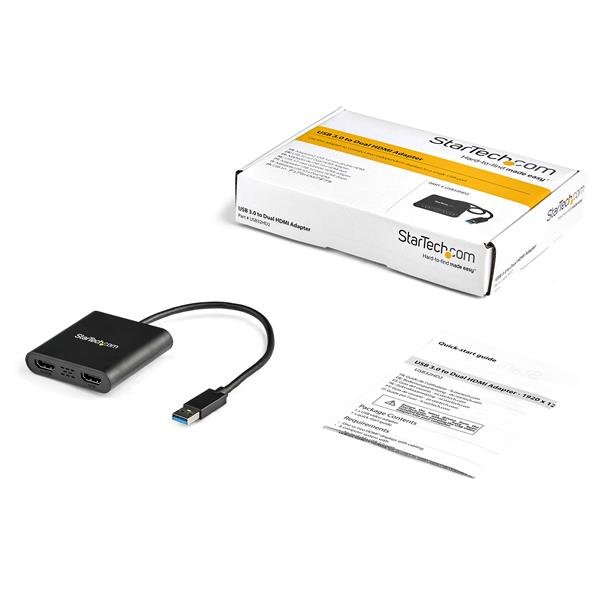 36957554_3369559937.jpg StarTech.com USB 3.0 to Dual HDMI Adapter, USB to 2x HDMI Monitor Converter for Windows (no support for macOS/ChromeOS/Linux) - TAA