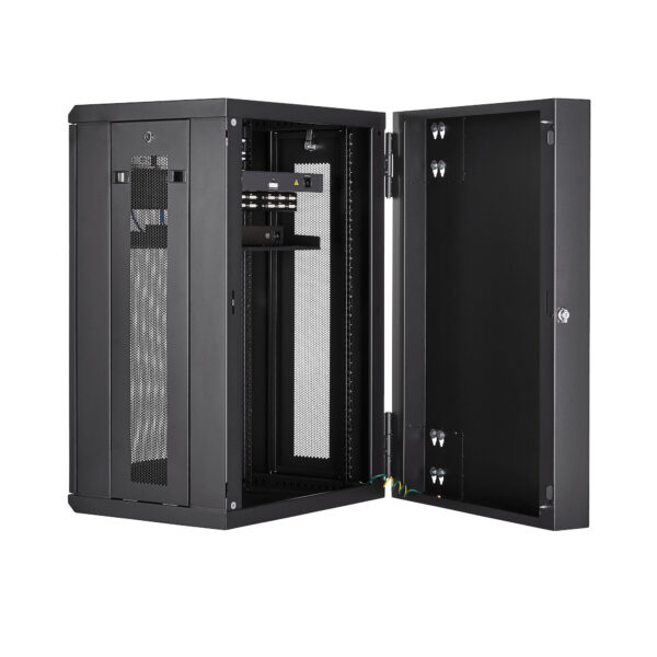 37260475_0963057628.jpg StarTech.com 4-Post 18U Wall Mount Network Cabinet with 1U Shelf, 19" Hinged Wall-Mounted Server Rack for Data / AV / Electronics / Computer Equipment, Flexible Vented Rack Enclosure
