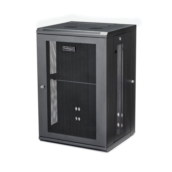 37260475_1265399955.jpg StarTech.com 4-Post 18U Wall Mount Network Cabinet with 1U Shelf, 19" Hinged Wall-Mounted Server Rack for Data / AV / Electronics / Computer Equipment, Flexible Vented Rack Enclosure