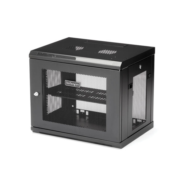 37260479_9759099801.jpg StarTech.com 2-Post 9U Wall Mount Network Cabinet with 1U Shelf, 19" Wall-Mounted Server Rack for Data / Networking / AV / Electronics / Computer Equipment, Small Vented Rack Enclosure
