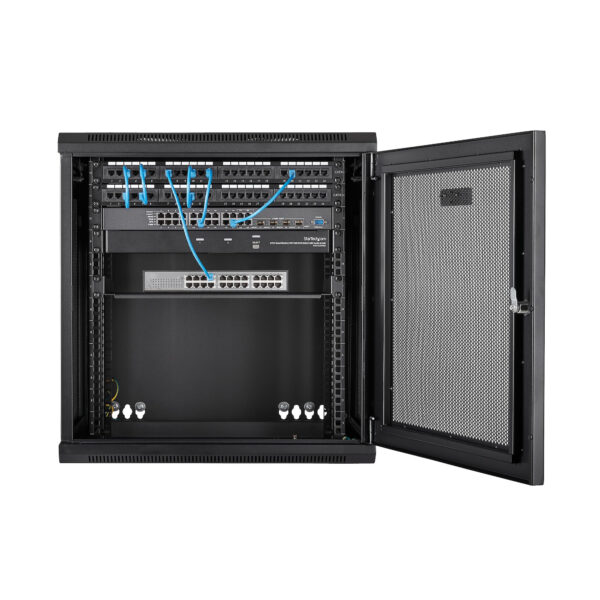 37605064_6535659369.jpg StarTech.com 4-Post 12U Wall Mount Network Cabinet with 1U Shelf, 19" Hinged Wall-Mounted Server Rack for Data / AV / Electronics / Computer Equipment, Flexible Vented Rack Enclosure