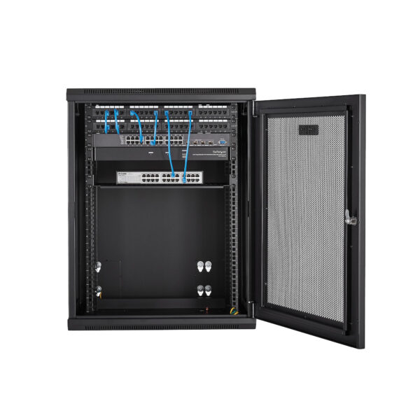 37605065_8469988827.jpg StarTech.com 4-Post 15U Wall Mount Network Cabinet with 1U Shelf, 19" Hinged Wall-Mounted Server Rack for Data / AV / Electronics / Computer Equipment, Flexible Vented Rack Enclosure