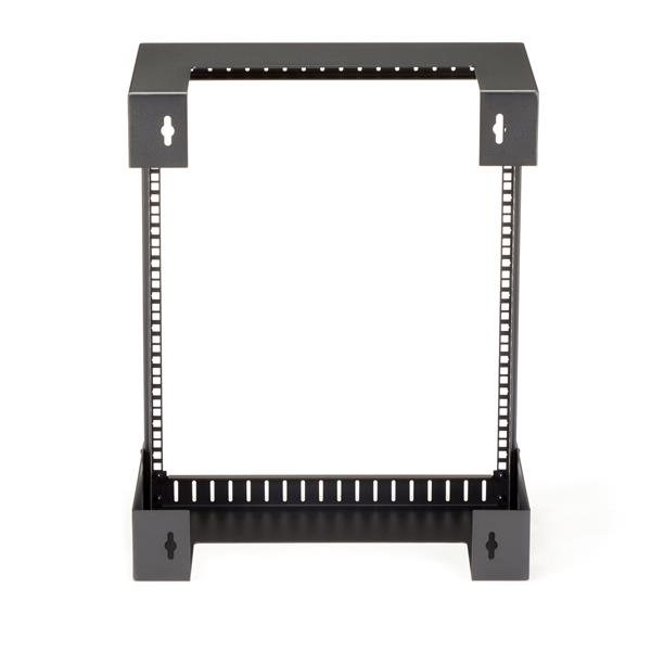 StarTech.com 12U 19" Wall Mount Network Rack - 12" Deep 2 Post Open Frame Server Room Rack for Data/AV/IT/Computer Equipment/Patch Panel with Cage Nuts & Screws 200lb Capacity, Black (RK12WALLO)