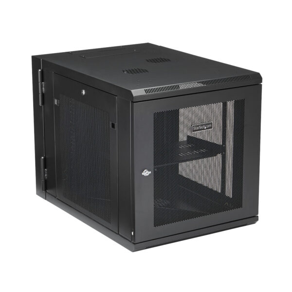StarTech.com 4-Post 12U Wall Mount Network Cabinet with 1U Shelf, 19" Hinged Wall-Mounted Server Rack for Data / AV / Electronics / Computer Equipment, Flexible Vented Rack Enclosure