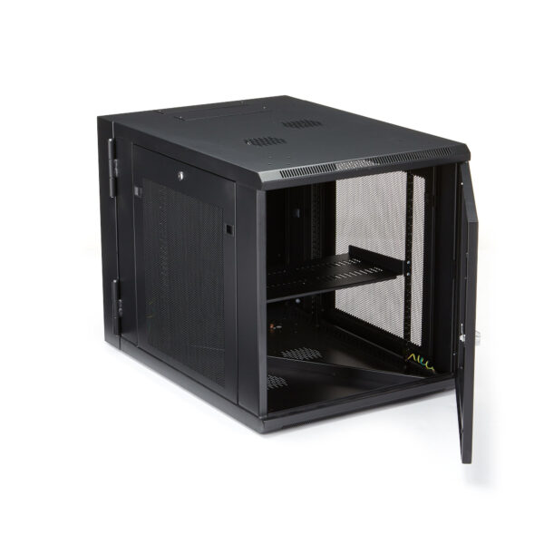 StarTech.com 4-Post 12U Wall Mount Network Cabinet with 1U Shelf, 19" Hinged Wall-Mounted Server Rack for Data / AV / Electronics / Computer Equipment, Flexible Vented Rack Enclosure