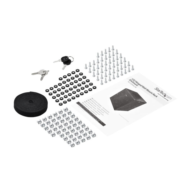 StarTech.com 4-Post 12U Wall Mount Network Cabinet with 1U Shelf, 19" Hinged Wall-Mounted Server Rack for Data / AV / Electronics / Computer Equipment, Flexible Vented Rack Enclosure