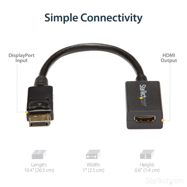 StarTech.com DisplayPort to HDMI Adapter - DP 1.2 to HDMI Video Converter 1080p - DP to HDMI Monitor/TV/Display Cable Adapter Dongle - Passive DP to HDMI Adapter - Latching DP Connector