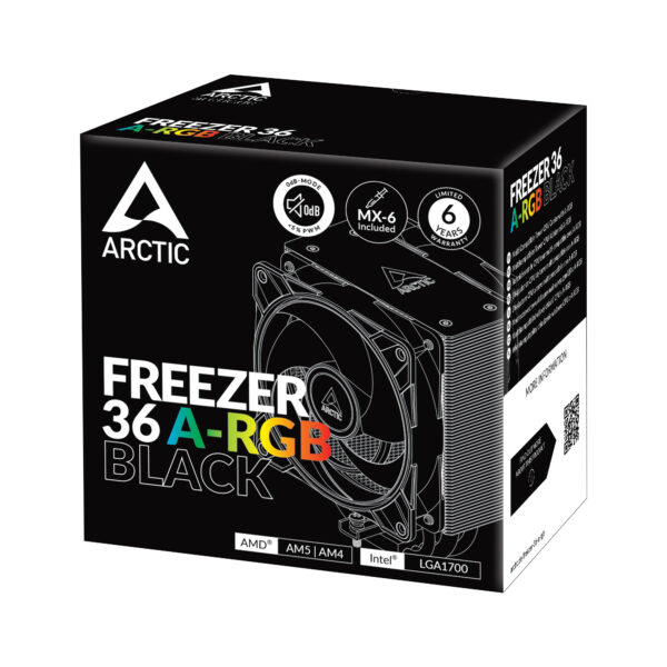 3e707aabc83f0e929a4099be509cd28edf62db75.jpg ARCTIC Freezer 36 A-RGB (Black) Multi Compatible Tower CPU Cooler with A-RGB