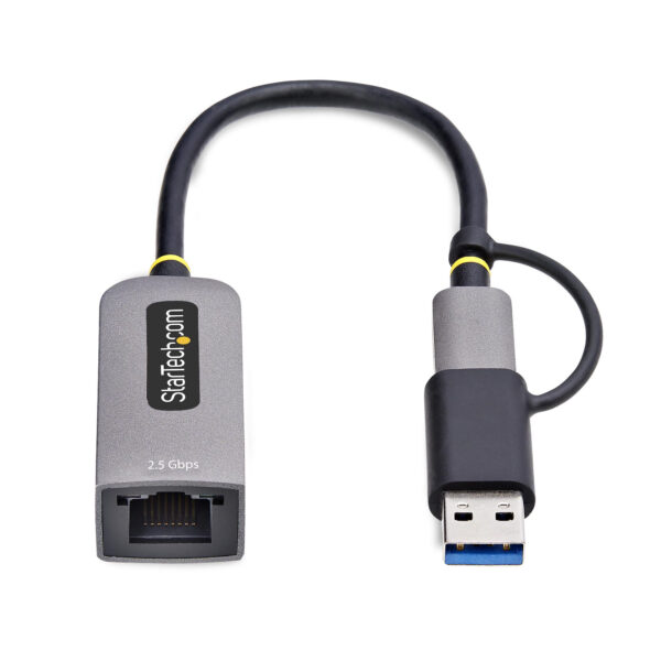 3f503092c9145b74abfd13dd33ada4a04a0c6a17.jpg StarTech.com 2.5GbE USB-C to Ethernet Adapter with USB-A Converter, NBASE-T NIC, USB 3.0 Type-C 2.5/1G Multi Speed Network, Thunderbolt Compatible, Windows & Mac
