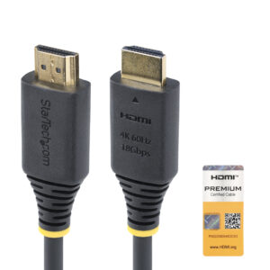 41b62b924b2f9b7d8637dcbe0ca8b26526dc235f.jpg StarTech.com 1.6ft (50cm) Premium Certified High Speed HDMI Cable, 4K 60Hz/1440p 144Hz, HDR10/HDCP 2.2/ARC, 18Gbps, UHD HDMI 2.0 Cord for TV/Monitor/Display, TPE Jacket