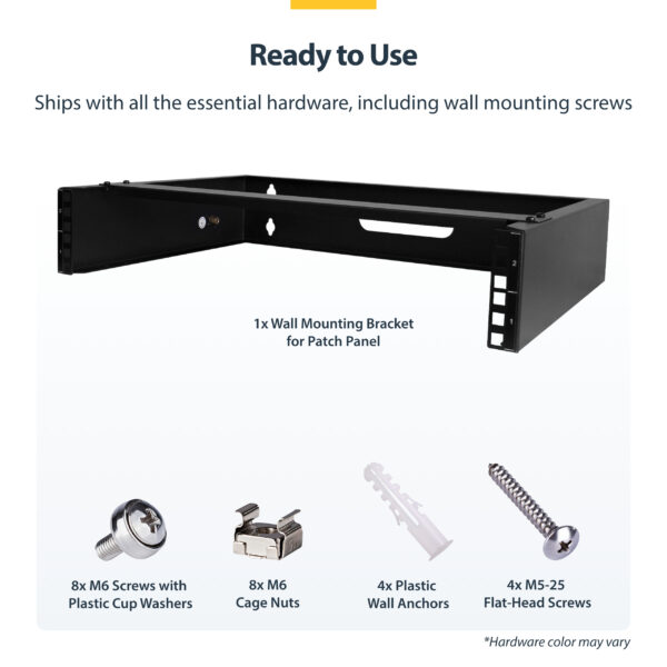48d9192b03a2679c5b9429dfd78678753f9e3a0c.jpg StarTech.com 2U Wall Mount Network Rack - 14In. Deep (Low Profile) - 19" Patch Panel Bracket for Shallow Server, IT Equipment, Network Switches - 77lbs/35kg Weight Capacity, Black