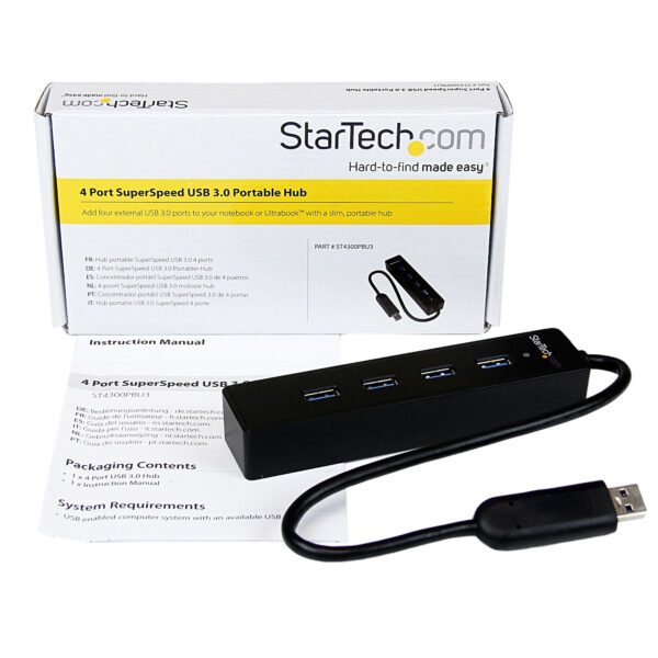 5278cce3d4018aa3ae6faf18cc3e7604.jpg StarTech.com 4 Port Portable SuperSpeed USB 3.0 Hub with Built-in Cable~4 Port Portable SuperSpeed USB 3.0 Hub with Built-in Cable - 5Gbps