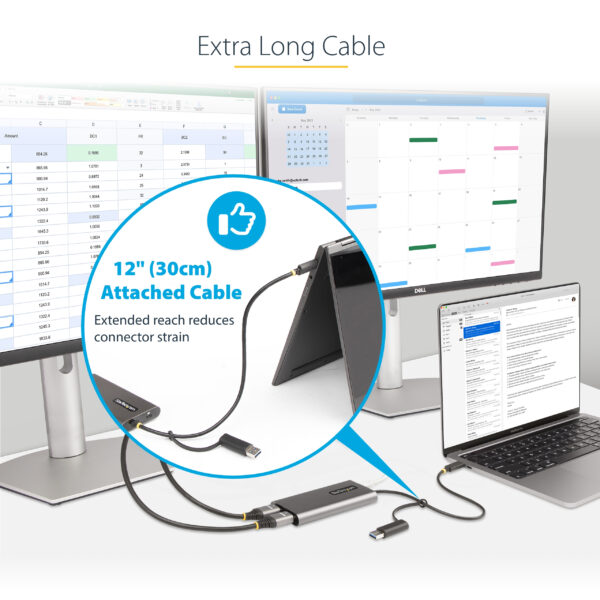 64898878d2d02727e10606f47669ea3e.jpg StarTech.com USB-C to Dual-HDMI Adapter - USB-C or A to 2x HDMI - 4K 60Hz - 100W Power Delivery Pass-Through - 1ft (30cm) Built-in Cable - USB to HDMI Multi-Monitor Converter for Laptop - TAA