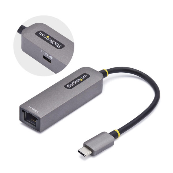 65278203f364461ec0ddd9c629870961a7df21df.jpg StarTech.com 2.5GbE USB-C to Ethernet Adapter, 100W PD Pass-Through, NBASE-T NIC, USB 3.0 Type-C 2.5/1G Multi Speed Network, Thunderbolt Compatible, Windows & Mac