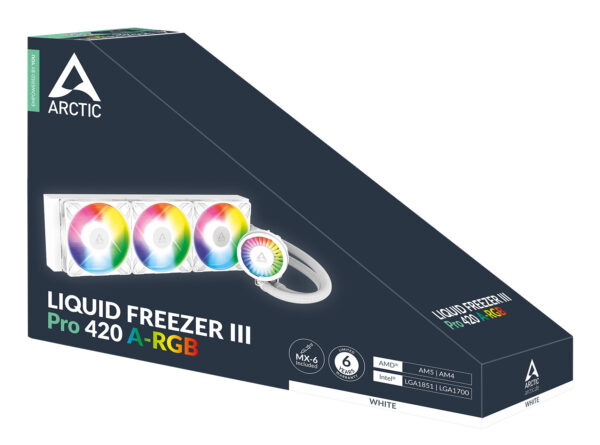 ARCTIC Liquid Freezer III Pro 420 A-RGB (White) - Multi Compatible All-in-One CPU Water Cooler with A-RGB