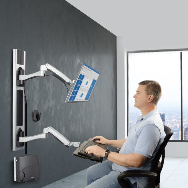 6ba102c72ccb0a88d101ff7bb3f2e34e.jpg StarTech.com Wall Mount Workstation, VESA Mount For 32" Monitors (22lb/10kg), Fully Articulating Single Monitor Mount & Keyboard Tray w/Desktop Computer/PC Bracket, Standing Desk