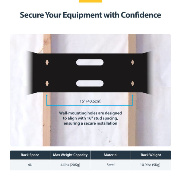 6c4487328de51d0ca1a51c95e8c1050e0c9c68ab.jpg StarTech.com 4U Wall Mount Network Rack - 14 Inch Deep (Low Profile) - 19" Patch Panel Bracket for Shallow Server and IT Equipment, Network Switches - 44lbs/20kg Weight Capacity, Black