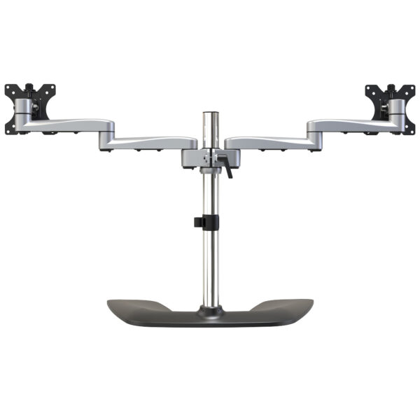 StarTech.com Dual Monitor Stand - Ergonomic Desktop Monitor Stand for up to 32" VESA Displays - Free-Standing Articulating Universal Computer Monitor Mount - Adjustable Height - Silver