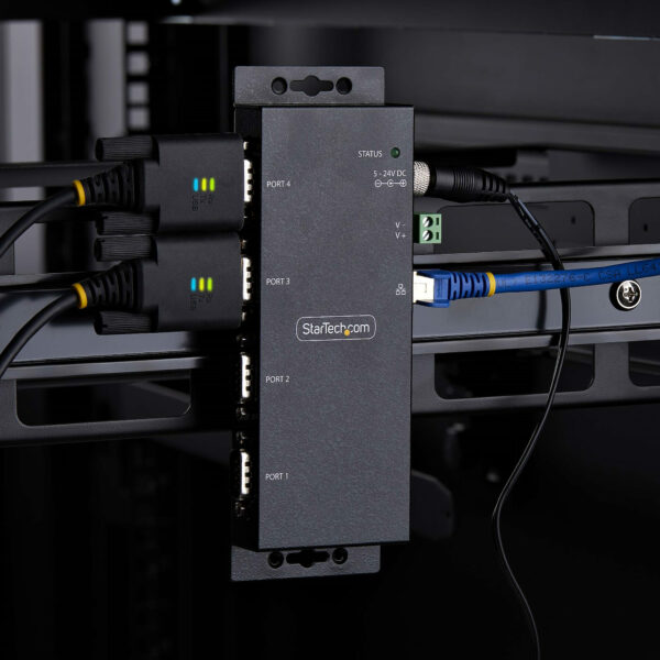 72390d70314a5b32bdea525594cad4a775937986.jpg StarTech.com 4-Port Serial to Ethernet Adapter, IP Serial Device Server For Remote RS232 Devices, Wall/DIN Rail Mountable, Metal Housing, RJ45 LAN to DB9 Serial Converter