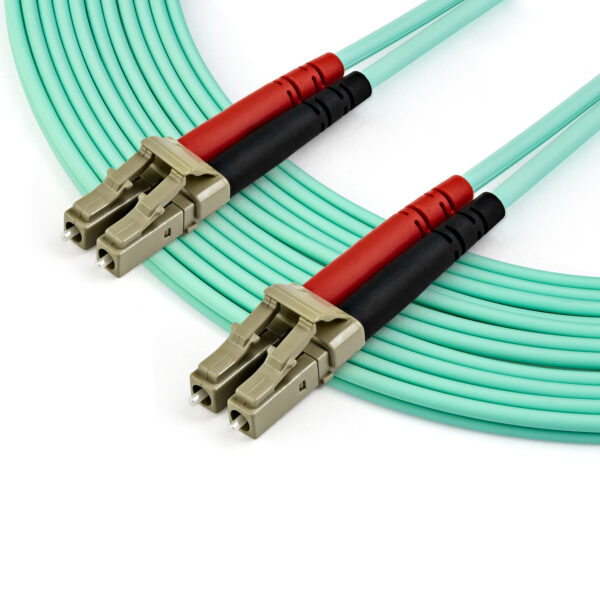 StarTech.com 7m (22ft) LC/UPC to LC/UPC OM4 Multimode Fiber Optic Cable, 50/125µm LOMMF/VCSEL Zipcord Fiber, 100G, Low Insertion Loss - LSZH Fiber Jumper Cord