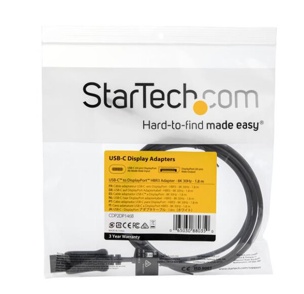 72731145_9458343158.jpg StarTech.com 6ft/1.8m USB C to DisplayPort 1.4 Cable - 4K/5K/8K USB Type-C to DP 1.4 Alt Mode Video Adapter Converter - HBR3/HDR/DSC - 8K 60Hz DP Monitor Cable for USB-C/Thunderbolt 3