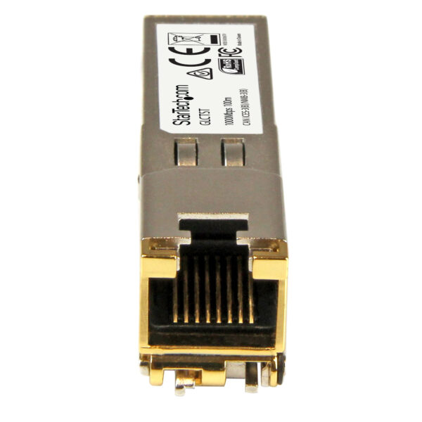 75287077_6168943301.jpg StarTech.com Cisco GLC-T Compatible SFP Transceiver Module - 1000BASE-T~Cisco GLC-T Compatible SFP Module - 1000BASE-T - SFP to RJ45 Cat6/Cat5e - 1GE Gigabit Ethernet SFP - RJ-45 100m - Cisco Firepower, ASR920, IE2000
