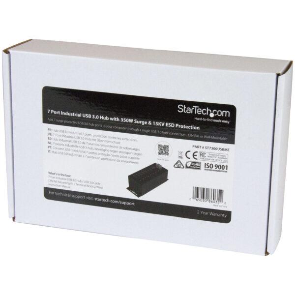 75288321_1074611008.jpg StarTech.com 7-Port USB 3.0 Hub with Power Adapter - Metal Industrial USB-A Hub with ESD & 350W Surge Protection - Din/Wall/Desk Mountable - High Speed USB 3.2 Gen 1 (5Gbps) Hub - TAA