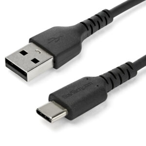 76659427_9039968725.jpg StarTech.com 1m USB A to USB C Charging Cable - Durable Fast Charge & Sync USB 2.0 to USB Type C Data Cord - Rugged TPE Jacket Aramid Fiber M/M 3A Black - Samsung S10, iPad Pro, Pixel