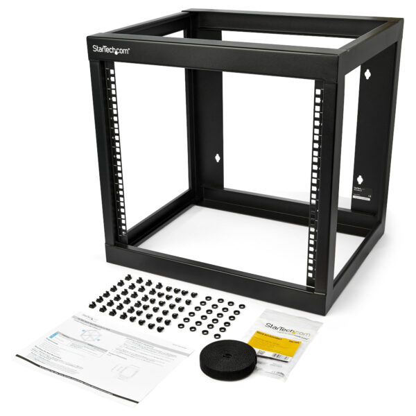 StarTech.com 9U 19" Wall Mount Network Rack 17" Deep 2 Post Open Frame for Server Room/Data/AV/IT/Communication/Computer Equipment/Patch Panel w/Cage Nuts/Screws Hook/Loop 79kg Capacity~9U 19" Wall Mount Network Rack 17" Deep 2 Post Open Frame for Server Room/Data/AV/IT/Communication/Computer Equipment/Patch Panel w/Cage Nuts/Screws Hook/Loop 175lb Capacity
